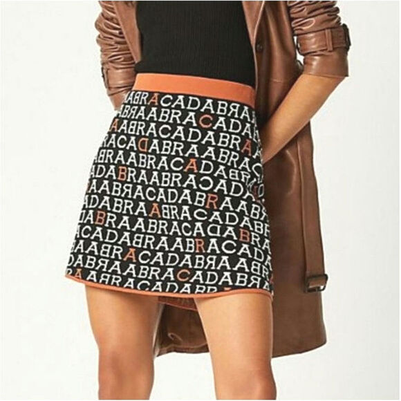 Anthropologie Maeve Abracadabra Knit Mini Skirt Boho Retro Statement Skirt XS - Picture 1 of 11